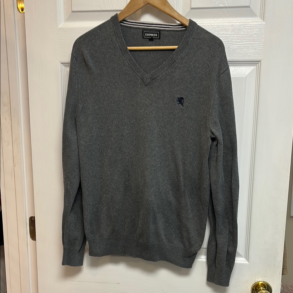 Express Men's Charcoal V-Neck Sweater